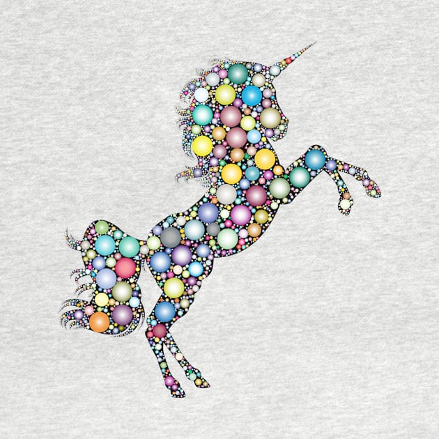 Silhouette of Unicorn in multiple colours with circles 2 by Montanescu